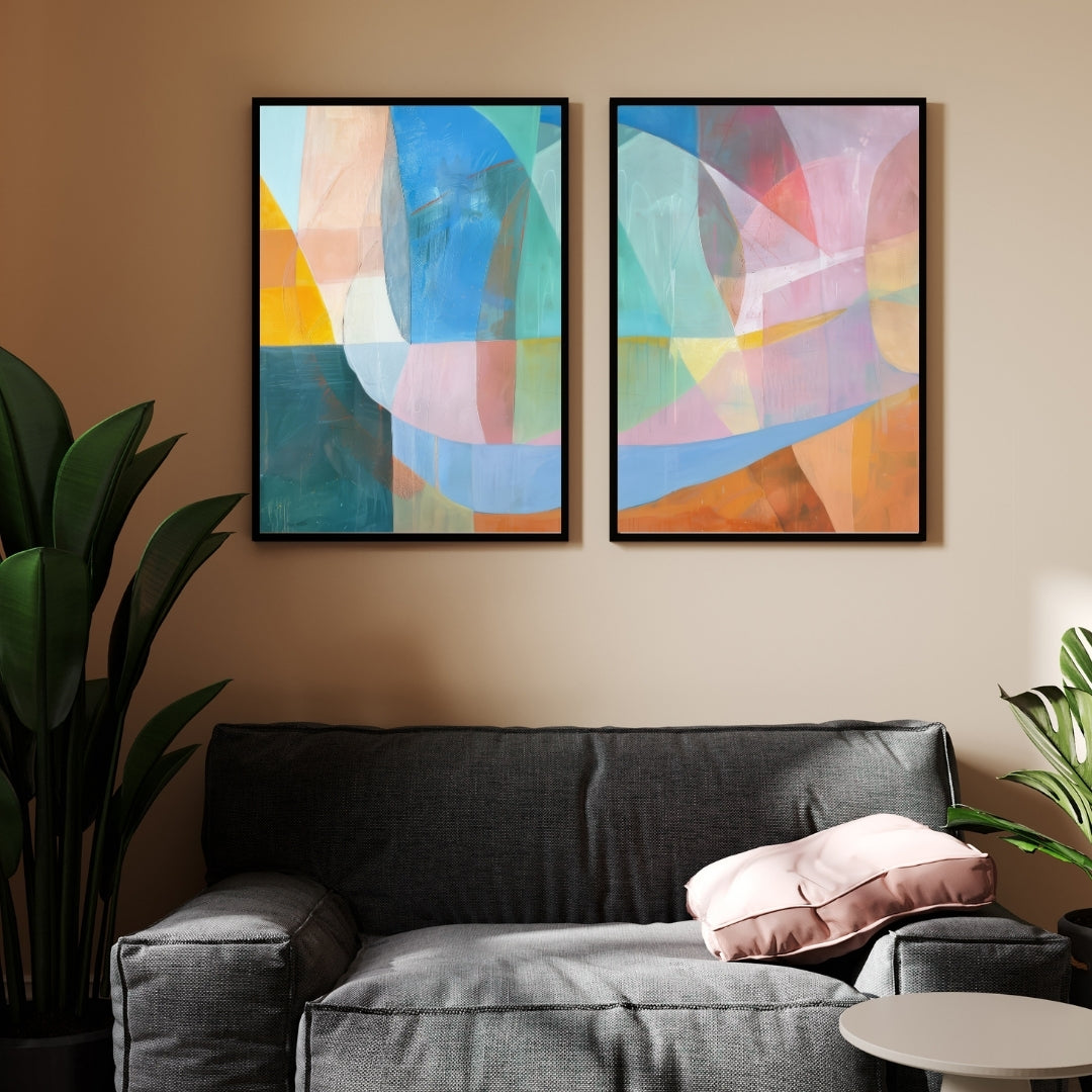 Aurora Flow – Modern Abstract Geometric Wall Art Walls Premium Wall Art Canvas by MeriDeewar