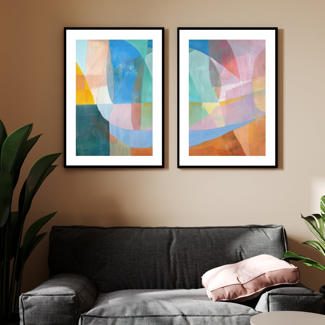 Aurora Flow – Modern Abstract Geometric Wall Art Walls Premium Wall Art Canvas by MeriDeewar