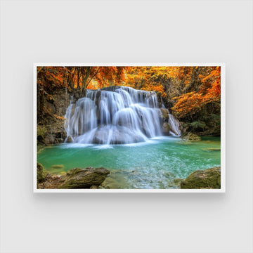 Autumn Cascade – Fall Waterfall Wall Art Canvas 2 : 3 Horizontal Premium Wall Art Canvas by MeriDeewar