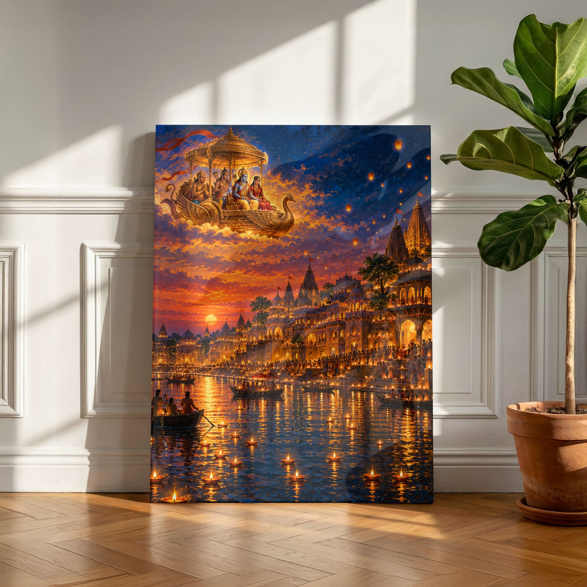 Ayodhya Deepotsav | Lord Rama Homecoming Gallery Wrap Canvas Curate Gallery Wrap Premium Wall Art Canvas by MeriDeewar