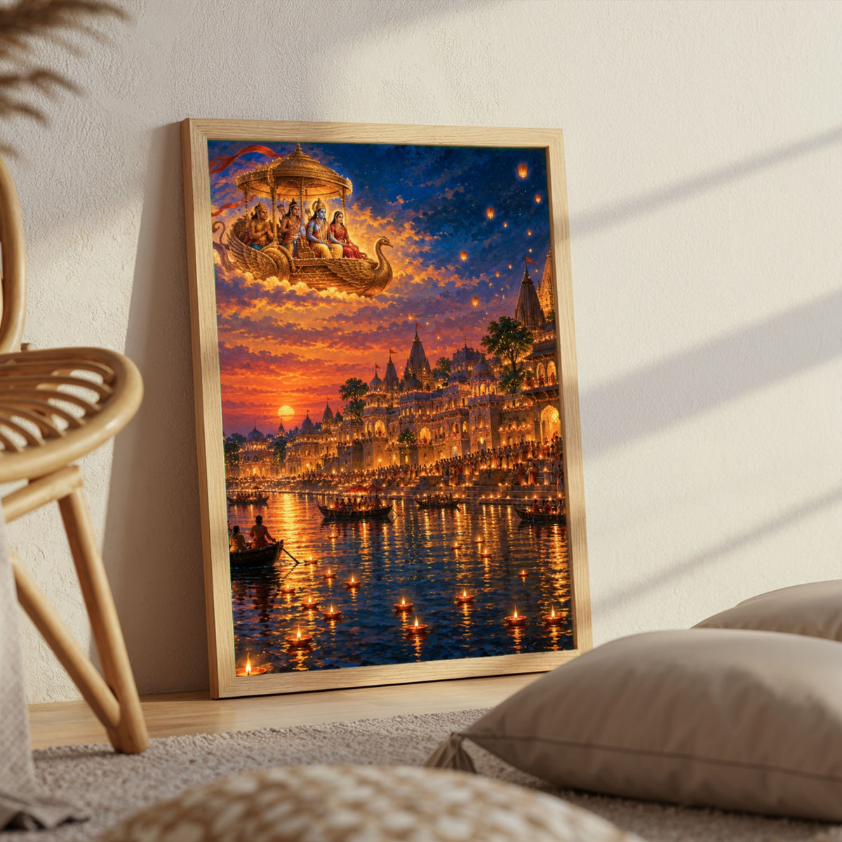 Ayodhya Deepotsav | Lord Rama Homecoming Gallery Wrap Canvas Curate Pinewood Premium Wall Art Canvas by MeriDeewar