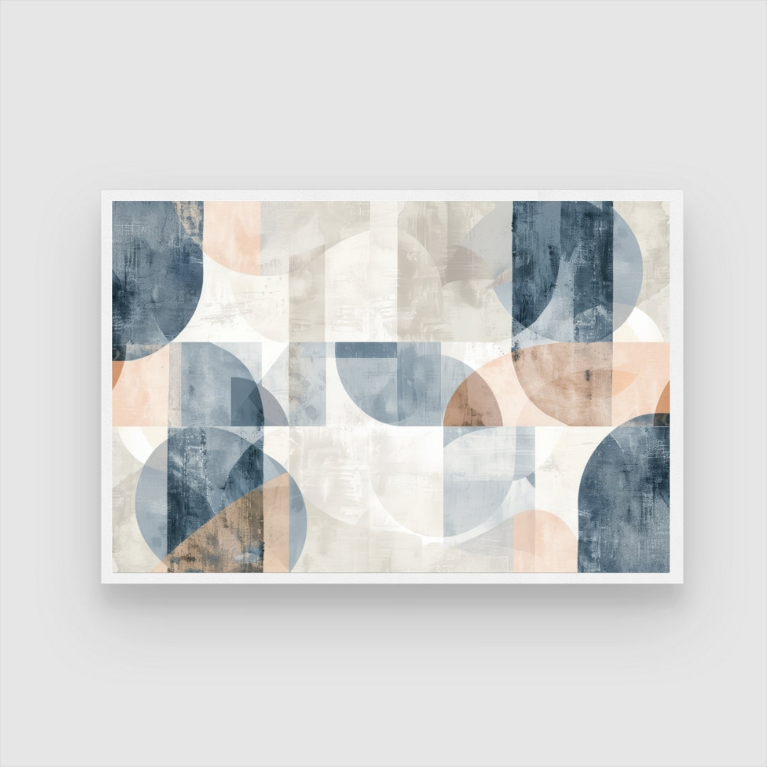 Azure Flow – Modern Mid-Century Geometric Abstract Wall Art Print 2 : 3 Horizontal Premium Wall Art Canvas by MeriDeewar