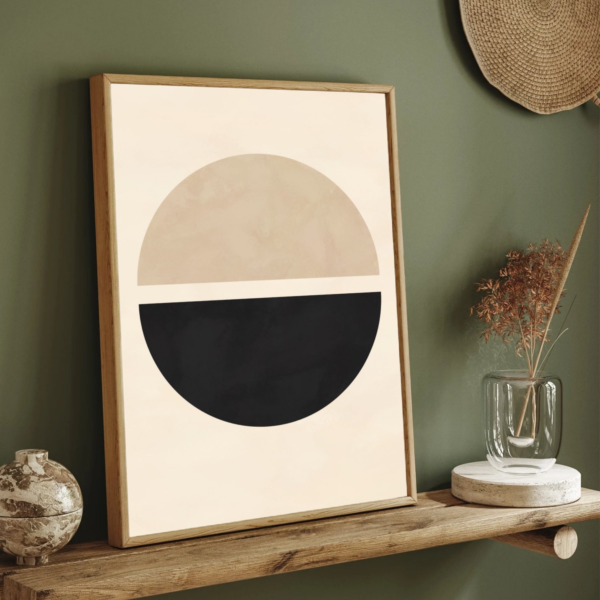 Balanced Horizon – Minimal Geometric Abstract Wall Art | Modern Home Decor 2 : 3 Vertical Premium Wall Art Canvas by MeriDeewar