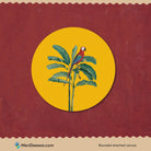 Banana Leaf & Parrot Circular Canvas Frame Circular Canvas Frame Premium Wall Art Canvas by MeriDeewar
