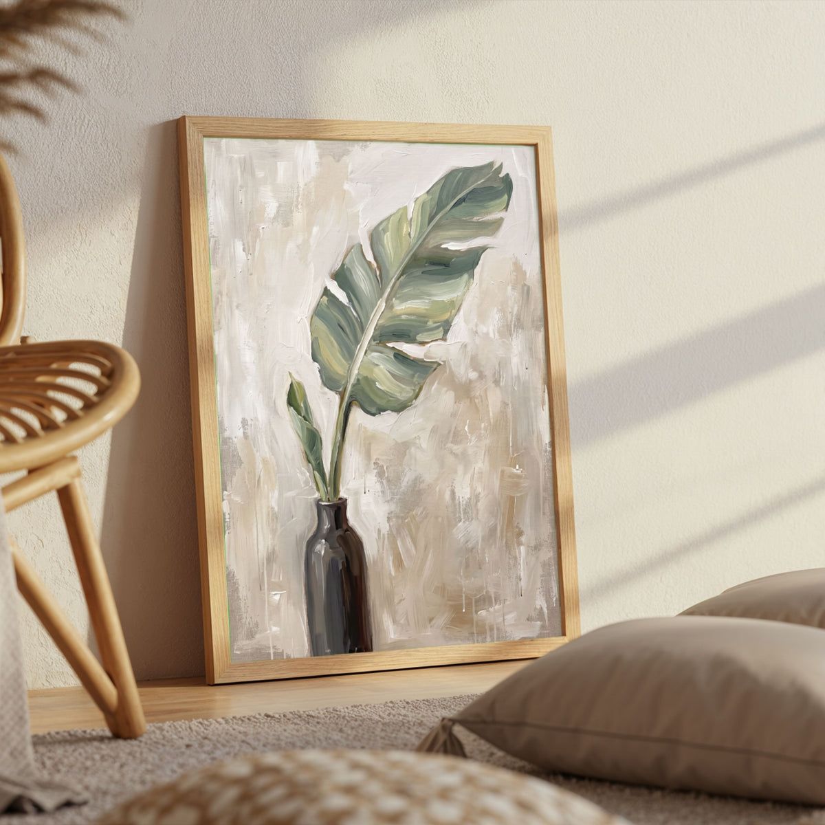 Banana Leaf Study | Tropical Botanical Wall Art 2 : 3 Vertical Premium Wall Art Canvas by MeriDeewar