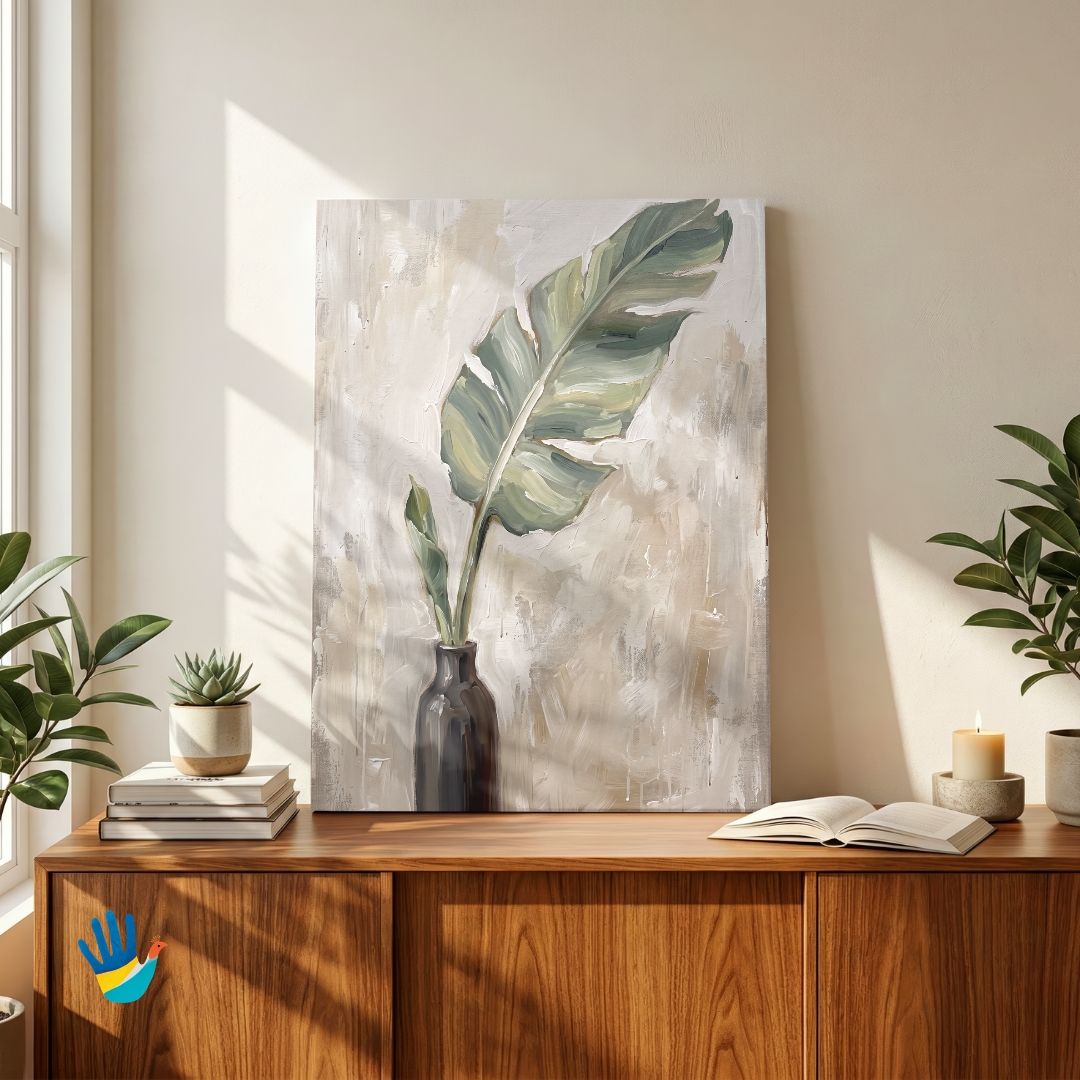 Banana Leaf Study | Tropical Botanical Wall Art 2 : 3 Vertical Premium Wall Art Canvas by MeriDeewar