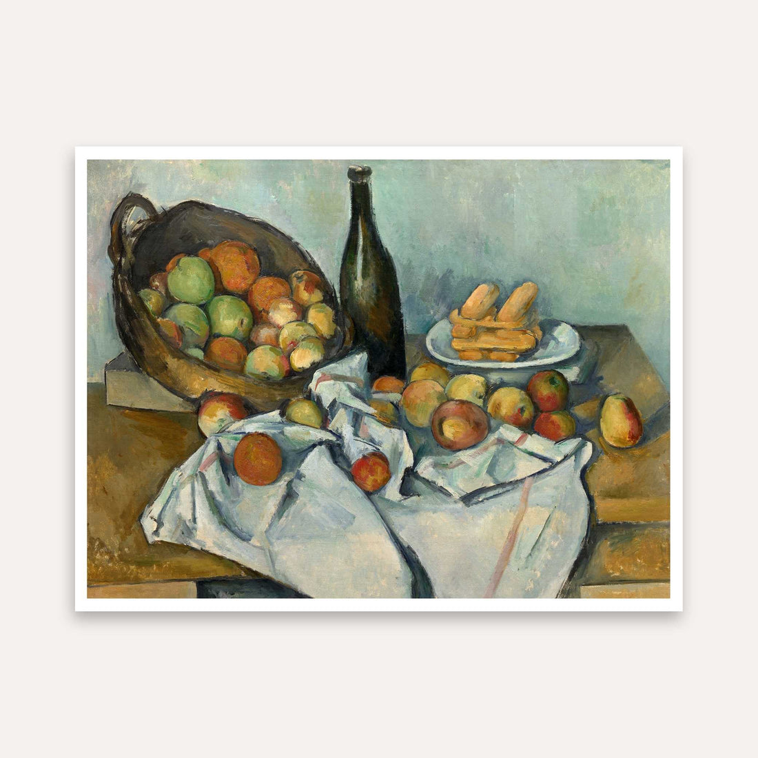 Basket of Apples Still Life Painting for Dining Room | Paul Cézanne Wall Art Print 5 : 4 Horizontal Premium Wall Art Canvas by MeriDeewar