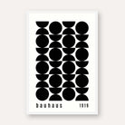 Bauhaus "1919" Alternating Circles & Geometric Semi-Circle Grid Poster | Vertical High-Contrast White Framed Wall Art 2 : 3 Vertical Premium Wall Art Canvas by MeriDeewar