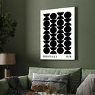 Bauhaus "1919" Alternating Circles & Geometric Semi-Circle Grid Poster | Vertical High-Contrast White Framed Wall Art 2 : 3 Vertical Premium Wall Art Canvas by MeriDeewar