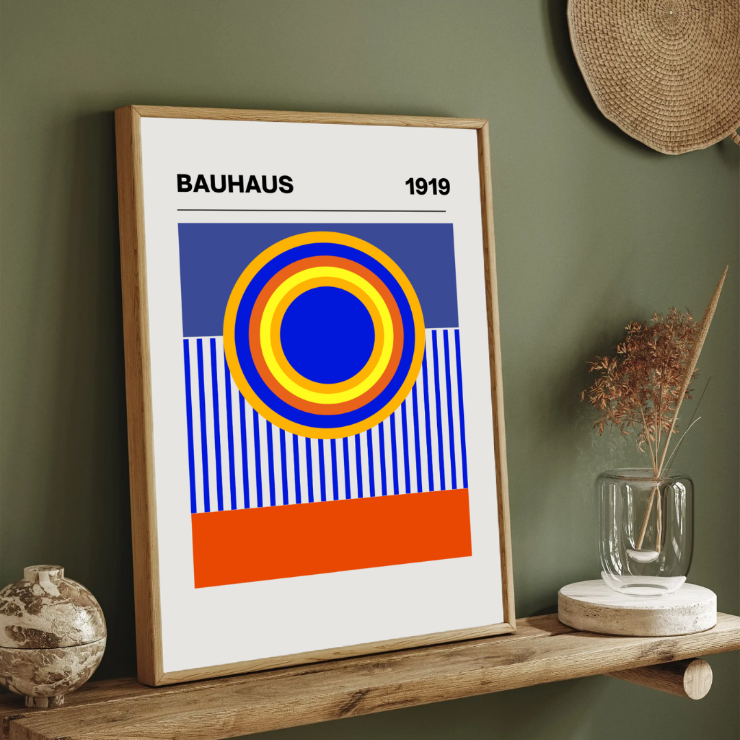 Bauhaus 1919 Concentric Circles Exhibition Poster | Retro Minimalist Framed Print 2 : 3 Vertical Premium Wall Art Canvas by MeriDeewar