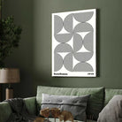 Bauhaus 1919 Geometric Concentric Semi-Circle Arch Pattern Poster | Vertical High-Contrast White Framed Wall Art 2 : 3 Vertical Premium Wall Art Canvas by MeriDeewar