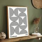 Bauhaus 1919 Geometric Concentric Semi-Circle Arch Pattern Poster | Vertical High-Contrast White Framed Wall Art 2 : 3 Vertical Premium Wall Art Canvas by MeriDeewar