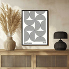 Bauhaus 1919 Geometric Concentric Semi-Circle Arch Pattern Poster | Vertical High-Contrast White Framed Wall Art 2 : 3 Vertical Premium Wall Art Canvas by MeriDeewar
