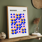 Bauhaus 1919 Geometric Cubes Exhibition Poster | Retro Minimalist Framed Print 2 : 3 Vertical Premium Wall Art Canvas by MeriDeewar