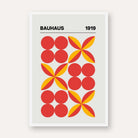 Bauhaus 1919 Geometric Floral Poster | Retro Red & Yellow Framed Print 2 : 3 Vertical Premium Wall Art Canvas by MeriDeewar