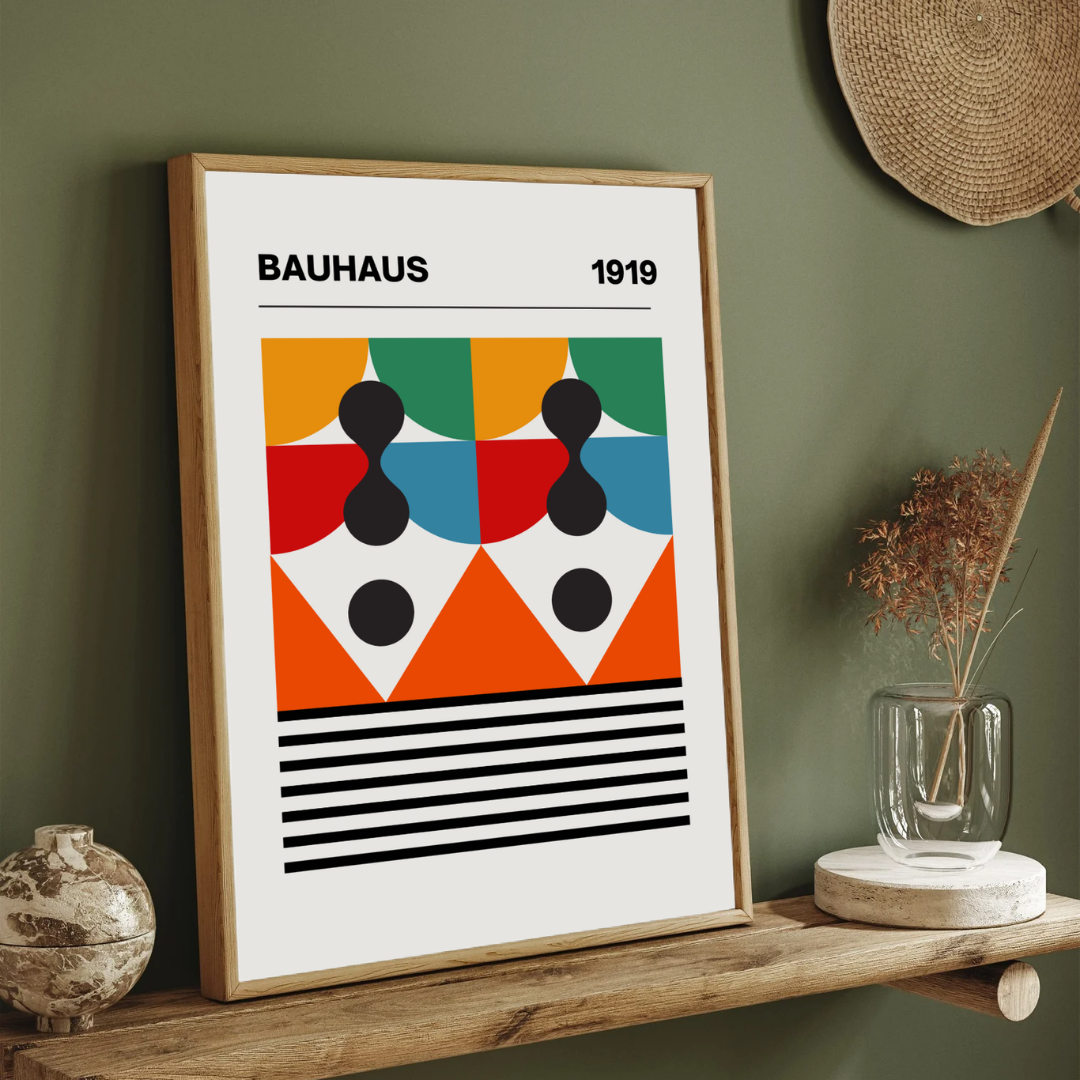 Bauhaus 1919 Geometric Minimalist Exhibition Poster | Retro Minimalist Framed Print 2 : 3 Vertical Premium Wall Art Canvas by MeriDeewar