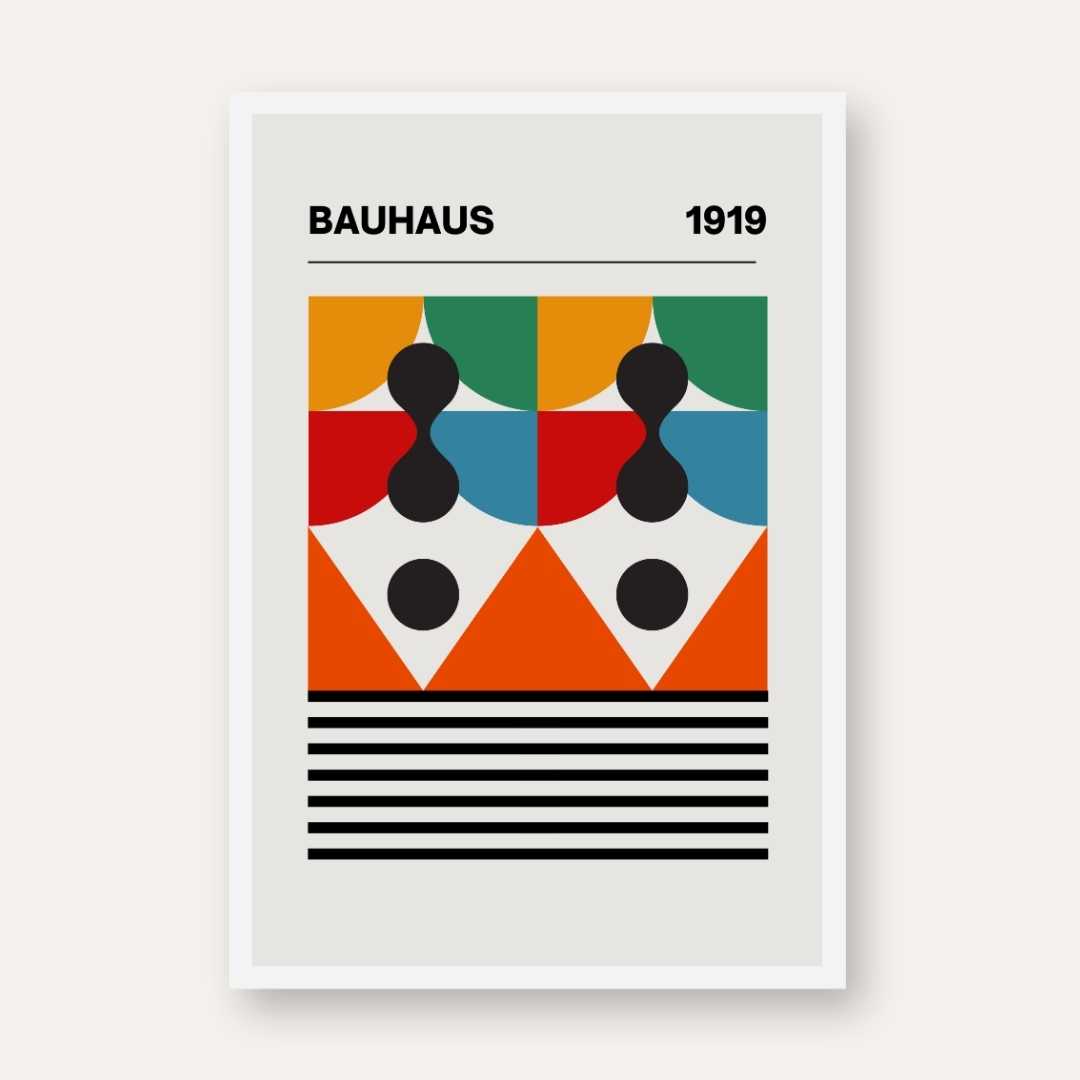 Bauhaus 1919 Geometric Minimalist Exhibition Poster | Retro Minimalist Framed Print 2 : 3 Vertical Premium Wall Art Canvas by MeriDeewar