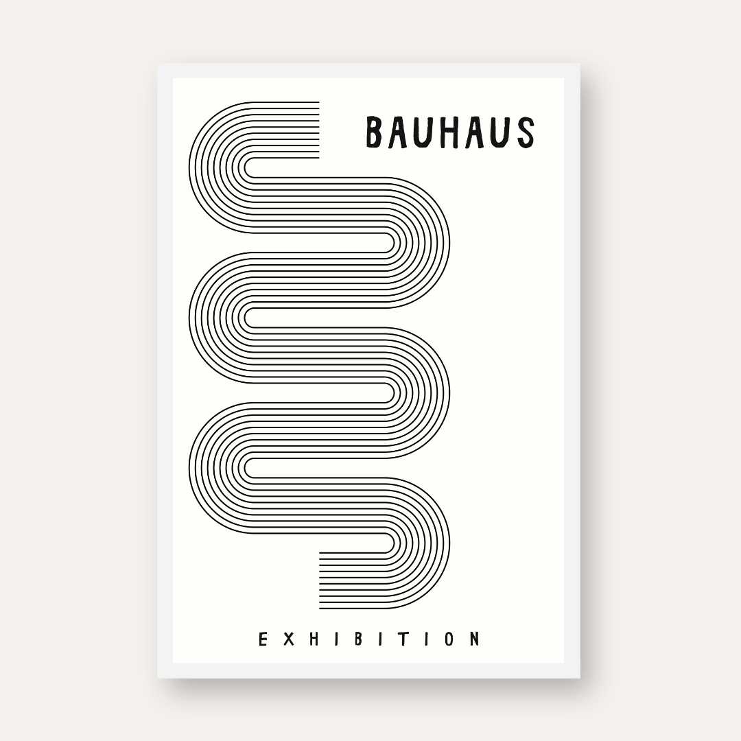 Bauhaus "1919" Minimalist Kinetic S-Curve and Semi-Circle Poster | Vertical High-Contrast White Framed Wall Art (Copy) 2 : 3 Vertical Premium Wall Art Canvas by MeriDeewar