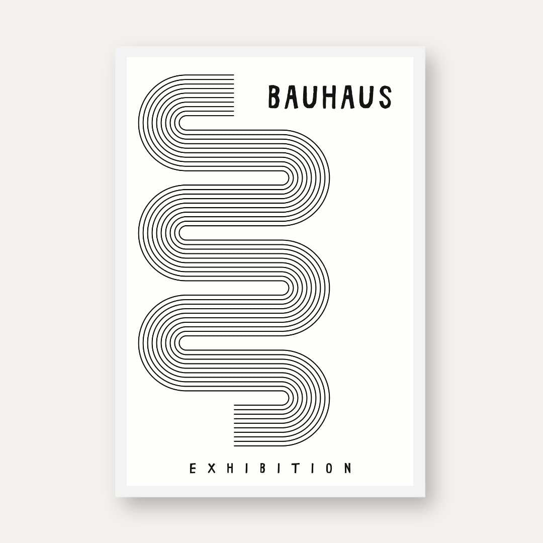 Bauhaus "1919" Minimalist Kinetic S-Curve and Semi-Circle Poster | Vertical High-Contrast White Framed Wall Art (Copy) 2 : 3 Vertical Premium Wall Art Canvas by MeriDeewar