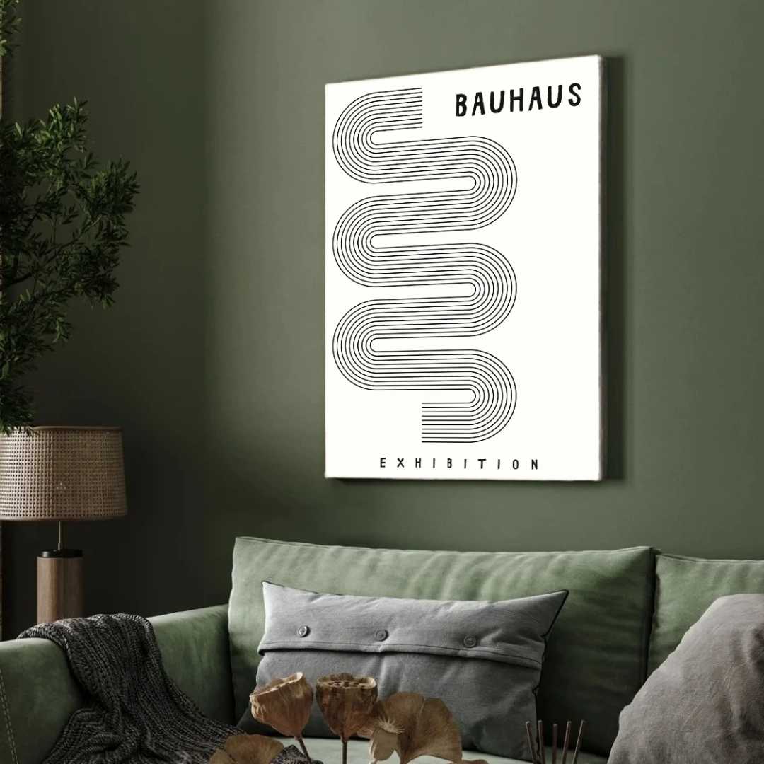 Bauhaus "1919" Minimalist Kinetic S-Curve and Semi-Circle Poster | Vertical High-Contrast White Framed Wall Art (Copy) 2 : 3 Vertical Premium Wall Art Canvas by MeriDeewar