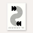 Bauhaus "1919" Minimalist Kinetic S-Curve and Semi-Circle Poster | Vertical High-Contrast White Framed Wall Art 2 : 3 Vertical Premium Wall Art Canvas by MeriDeewar