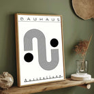 Bauhaus "1919" Minimalist Kinetic S-Curve and Semi-Circle Poster | Vertical High-Contrast White Framed Wall Art 2 : 3 Vertical Premium Wall Art Canvas by MeriDeewar