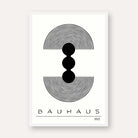 Bauhaus "1923" Geometric Concentric Arches & Totem Pods Poster | Vertical High-Contrast White Framed Wall Art 2 : 3 Vertical Premium Wall Art Canvas by MeriDeewar