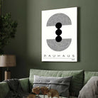Bauhaus "1923" Geometric Concentric Arches & Totem Pods Poster | Vertical High-Contrast White Framed Wall Art 2 : 3 Vertical Premium Wall Art Canvas by MeriDeewar