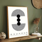 Bauhaus "1923" Geometric Concentric Arches & Totem Pods Poster | Vertical High-Contrast White Framed Wall Art 2 : 3 Vertical Premium Wall Art Canvas by MeriDeewar