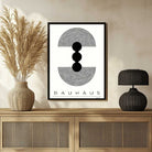 Bauhaus "1923" Geometric Concentric Arches & Totem Pods Poster | Vertical High-Contrast White Framed Wall Art 2 : 3 Vertical Premium Wall Art Canvas by MeriDeewar