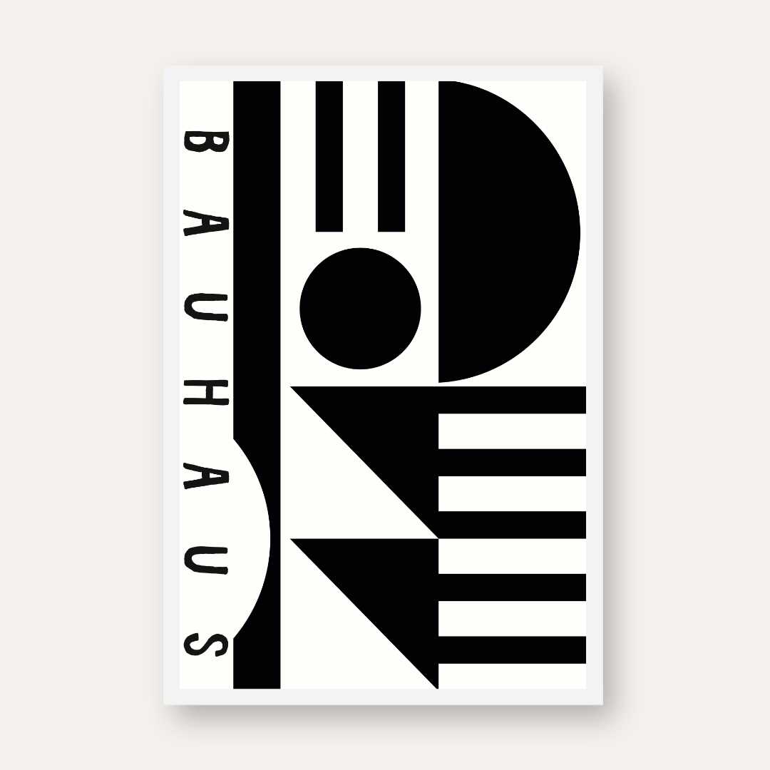 Bauhaus Abstract Geometric Shapes Totem Poster | Vertical High-Contrast White Framed Wall Art 2 : 3 Vertical Premium Wall Art Canvas by MeriDeewar