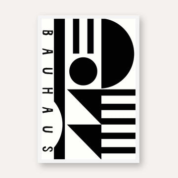 Bauhaus Abstract Geometric Shapes Totem Poster | Vertical High-Contrast White Framed Wall Art 2 : 3 Vertical Premium Wall Art Canvas by MeriDeewar