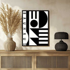 Bauhaus Abstract Geometric Shapes Totem Poster | Vertical High-Contrast White Framed Wall Art 2 : 3 Vertical Premium Wall Art Canvas by MeriDeewar