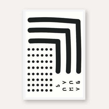 Bauhaus Abstract Minimalist L-Shaped Bars and Polka Dot Grid Poster | Vertical White Framed Wall Art 2 : 3 Vertical Premium Wall Art Canvas by MeriDeewar