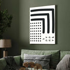 Bauhaus Abstract Minimalist L-Shaped Bars and Polka Dot Grid Poster | Vertical White Framed Wall Art 2 : 3 Vertical Premium Wall Art Canvas by MeriDeewar