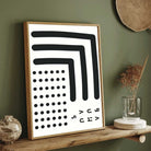 Bauhaus Abstract Minimalist L-Shaped Bars and Polka Dot Grid Poster | Vertical White Framed Wall Art 2 : 3 Vertical Premium Wall Art Canvas by MeriDeewar