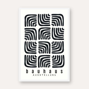 Bauhaus Abstract Organic Labyrinth Blocks Poster | Vertical White Framed Wall Art 2 : 3 Vertical Premium Wall Art Canvas by MeriDeewar