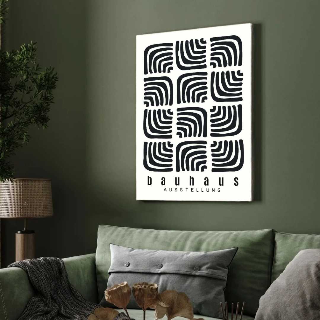 Bauhaus Abstract Organic Labyrinth Blocks Poster | Vertical White Framed Wall Art 2 : 3 Vertical Premium Wall Art Canvas by MeriDeewar
