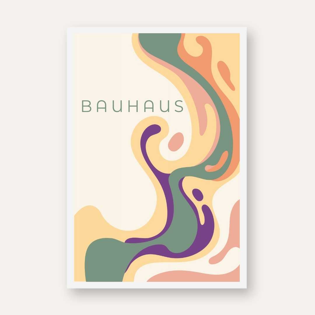 Bauhaus Abstract Painting for Living Room | Colourful Swirl Wall Art | Giclée Print 3 : 4 Vertical New Premium Wall Art Canvas by MeriDeewar
