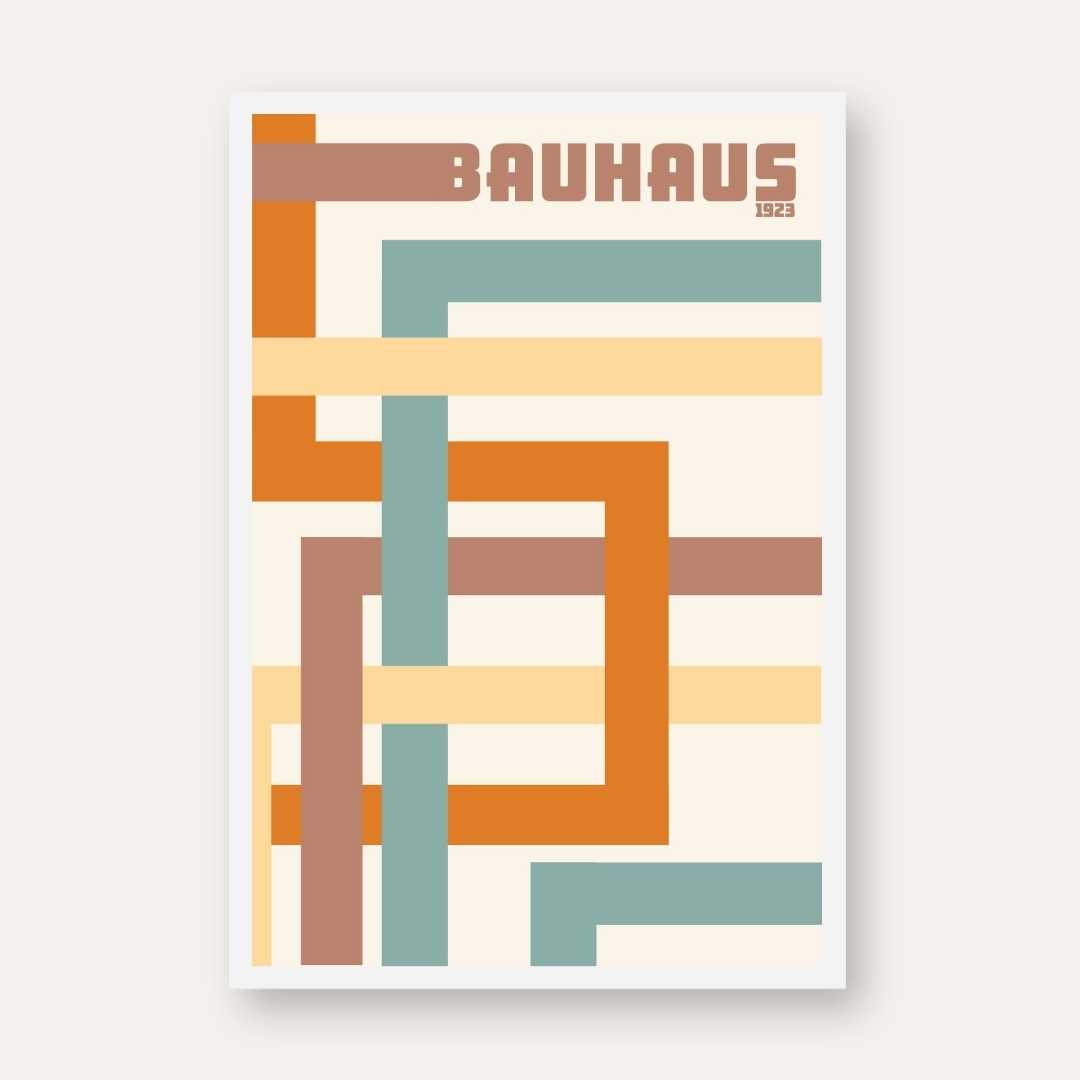 Bauhaus Abstract Painting for Living Room | Retro Geometric Wall Art | Giclée Print 3 : 4 Vertical New Premium Wall Art Canvas by MeriDeewar