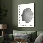 Bauhaus Abstract Pixelated Human Silhouette Exhibition Poster | Vertical High-Contrast White Framed Wall Art 2 : 3 Vertical Premium Wall Art Canvas by MeriDeewar