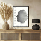 Bauhaus Abstract Pixelated Human Silhouette Exhibition Poster | Vertical High-Contrast White Framed Wall Art 2 : 3 Vertical Premium Wall Art Canvas by MeriDeewar