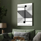 Bauhaus "Ausstellung 1919" Intersecting Geometric Grid & Step Tracks Poster | Vertical High-Contrast White Framed Wall Art 2 : 3 Vertical Premium Wall Art Canvas by MeriDeewar