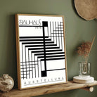 Bauhaus "Ausstellung 1919" Intersecting Geometric Grid & Step Tracks Poster | Vertical High-Contrast White Framed Wall Art 2 : 3 Vertical Premium Wall Art Canvas by MeriDeewar