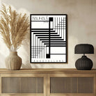Bauhaus "Ausstellung 1919" Intersecting Geometric Grid & Step Tracks Poster | Vertical High-Contrast White Framed Wall Art 2 : 3 Vertical Premium Wall Art Canvas by MeriDeewar