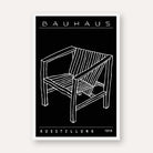 Bauhaus "Ausstellung 1919" Minimalist Armchair Sketch Poster | Vertical High-Contrast White Framed Wall Art 2 : 3 Vertical Premium Wall Art Canvas by MeriDeewar