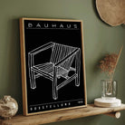 Bauhaus "Ausstellung 1919" Minimalist Armchair Sketch Poster | Vertical High-Contrast White Framed Wall Art 2 : 3 Vertical Premium Wall Art Canvas by MeriDeewar
