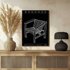 Bauhaus "Ausstellung 1919" Minimalist Armchair Sketch Poster | Vertical High-Contrast White Framed Wall Art 2 : 3 Vertical Premium Wall Art Canvas by MeriDeewar