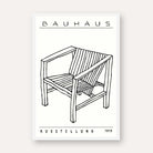 Bauhaus "Ausstellung 1919" Minimalist Armchair Sketch White Poster | Vertical High-Contrast White Framed Wall Art 2 : 3 Vertical Premium Wall Art Canvas by MeriDeewar