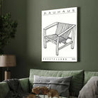 Bauhaus "Ausstellung 1919" Minimalist Armchair Sketch White Poster | Vertical High-Contrast White Framed Wall Art 2 : 3 Vertical Premium Wall Art Canvas by MeriDeewar
